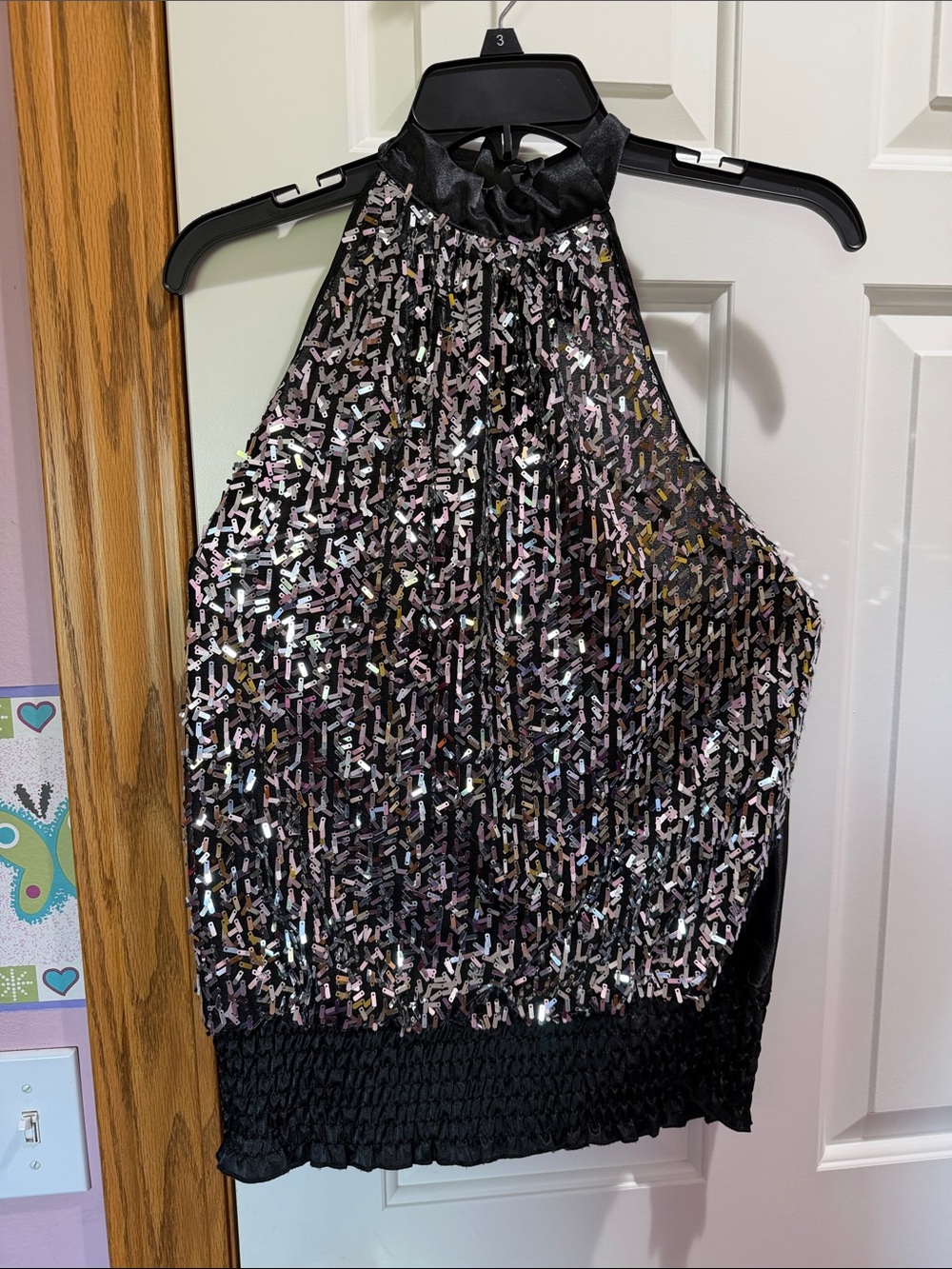 Dots Black Sequin Halter Top